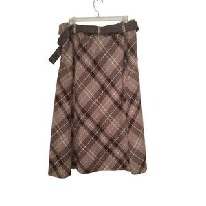 Jones Wear Women’s Plaid Skirt - Brown, White & Gray (Size 10)